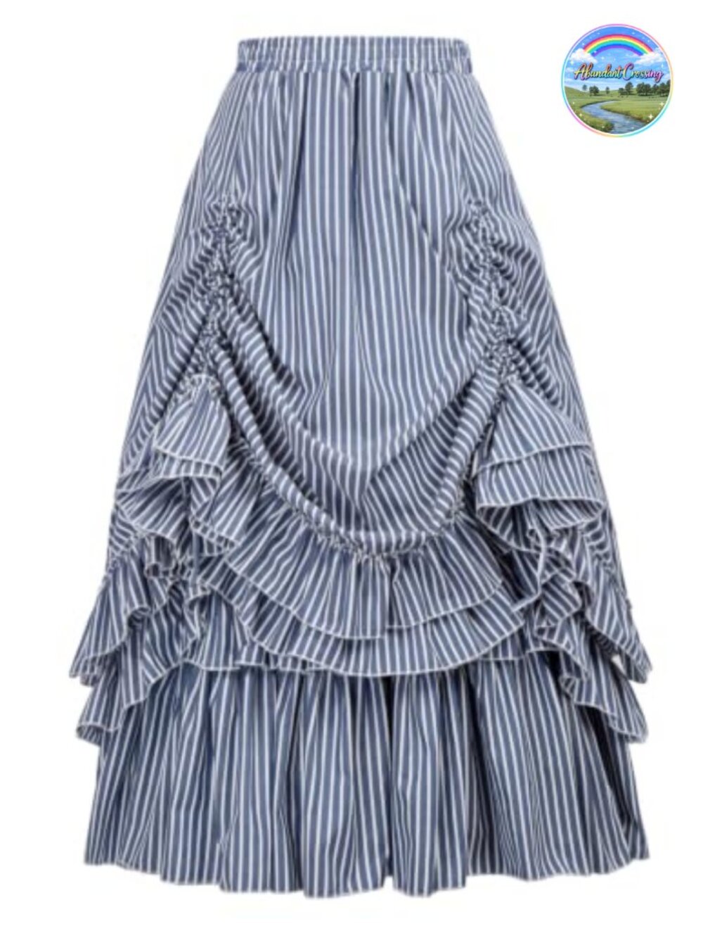 Victorian Steampunk Striped Gothic Skirt High Low Ruffled Cosplay